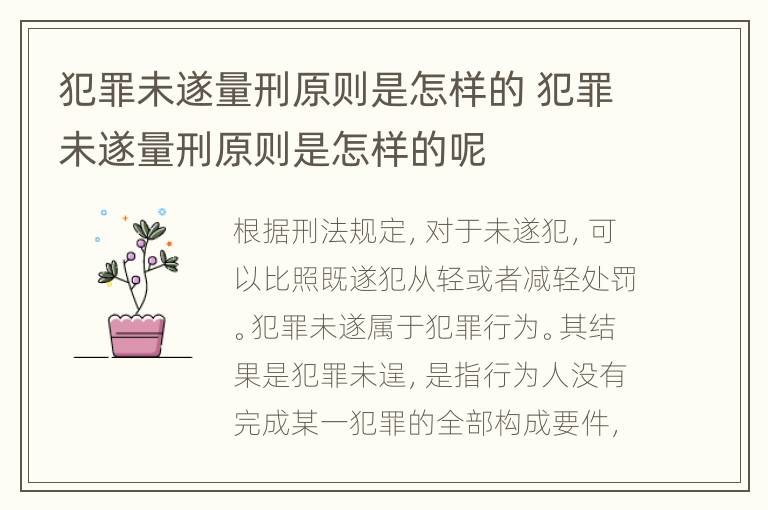 犯罪未遂量刑原则是怎样的 犯罪未遂量刑原则是怎样的呢