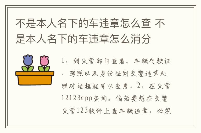不是本人名下的车违章怎么查 不是本人名下的车违章怎么消分