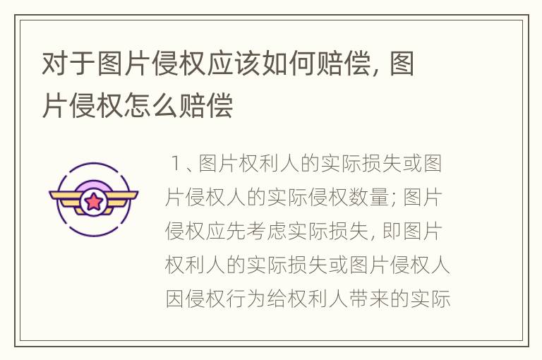 对于图片侵权应该如何赔偿，图片侵权怎么赔偿