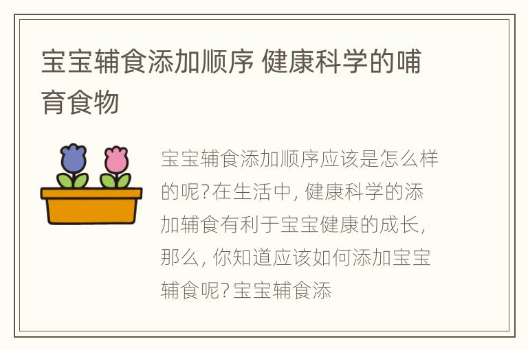 宝宝辅食添加顺序 健康科学的哺育食物