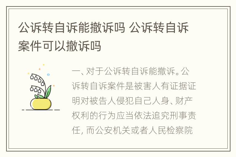 公诉转自诉能撤诉吗 公诉转自诉案件可以撤诉吗