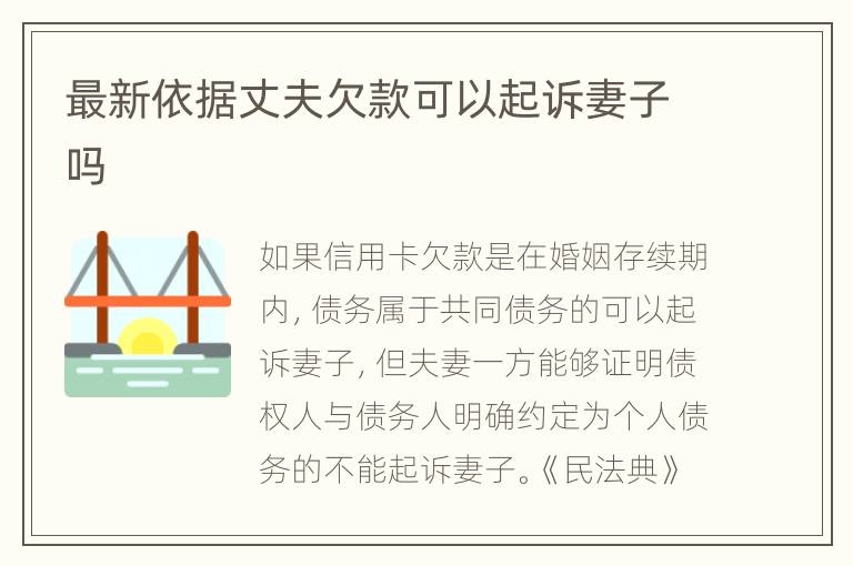 最新依据丈夫欠款可以起诉妻子吗