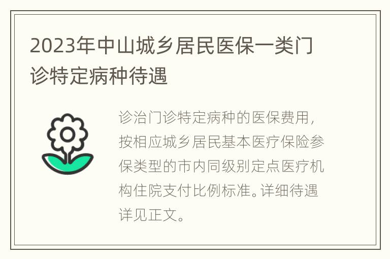2023年中山城乡居民医保一类门诊特定病种待遇