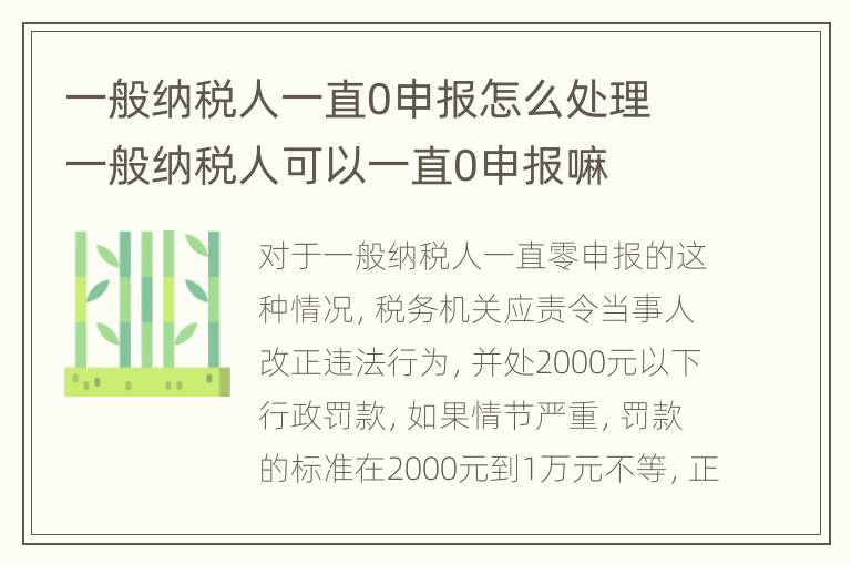 一般纳税人一直0申报怎么处理 一般纳税人可以一直0申报嘛