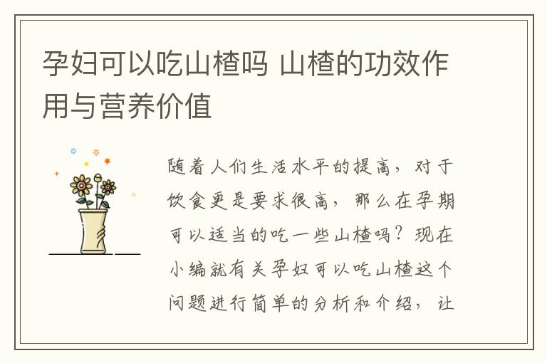 孕妇可以吃山楂吗 山楂的功效作用与营养价值