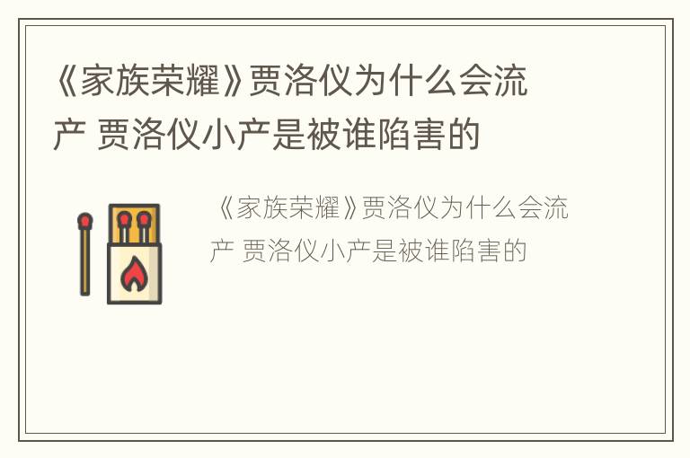 《家族荣耀》贾洛仪为什么会流产 贾洛仪小产是被谁陷害的