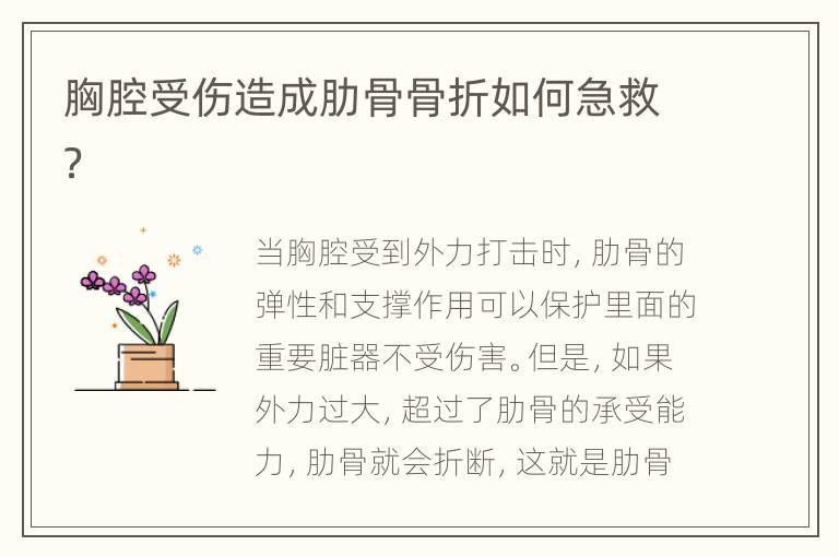 胸腔受伤造成肋骨骨折如何急救？