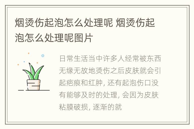 烟烫伤起泡怎么处理呢 烟烫伤起泡怎么处理呢图片