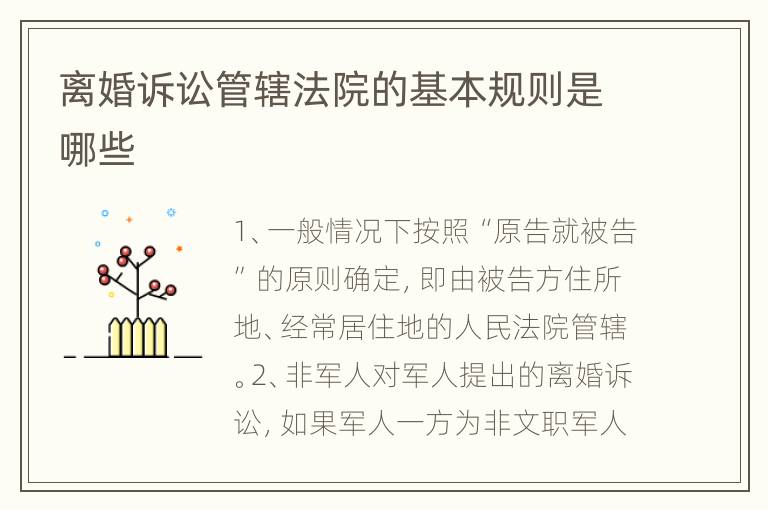 离婚诉讼管辖法院的基本规则是哪些