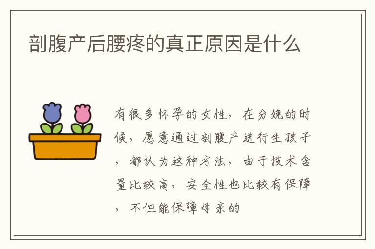 剖腹产后腰疼的真正原因是什么