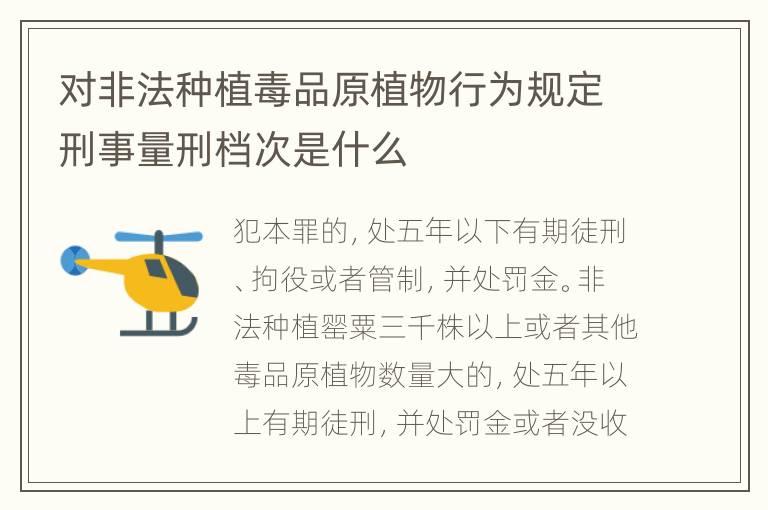 对非法种植毒品原植物行为规定刑事量刑档次是什么