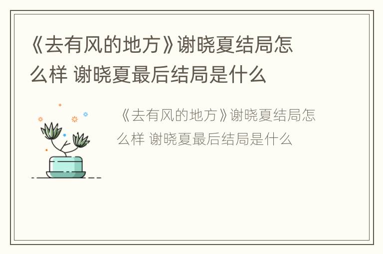 《去有风的地方》谢晓夏结局怎么样 谢晓夏最后结局是什么