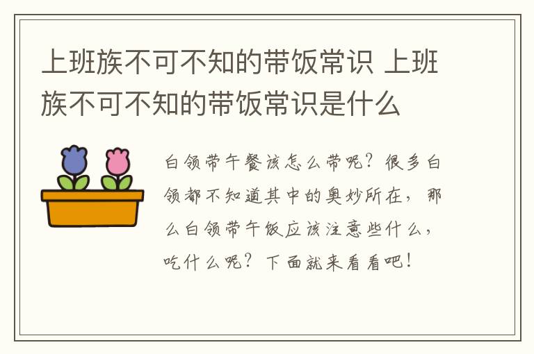 上班族不可不知的带饭常识 上班族不可不知的带饭常识是什么