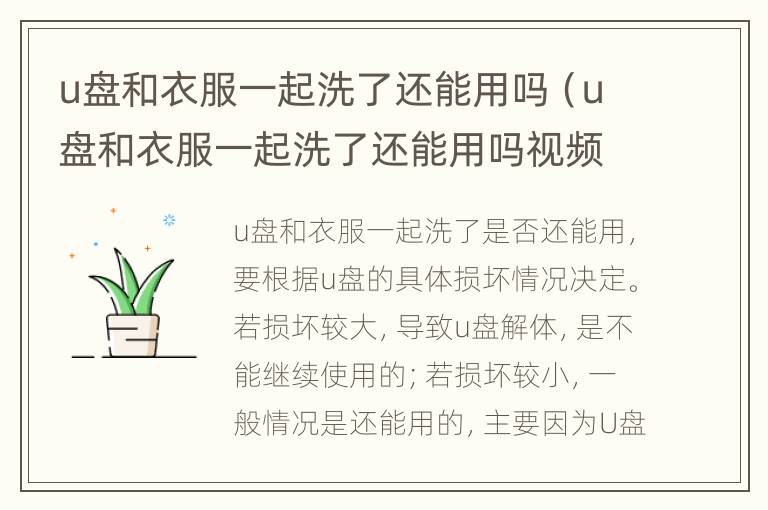 u盘和衣服一起洗了还能用吗（u盘和衣服一起洗了还能用吗视频）