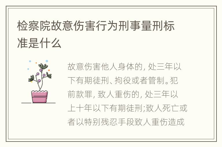 检察院故意伤害行为刑事量刑标准是什么