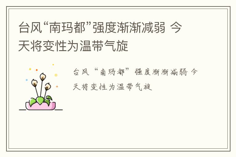 台风“南玛都”强度渐渐减弱 今天将变性为温带气旋