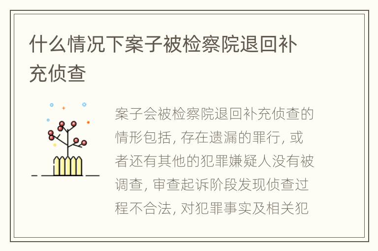 什么情况下案子被检察院退回补充侦查