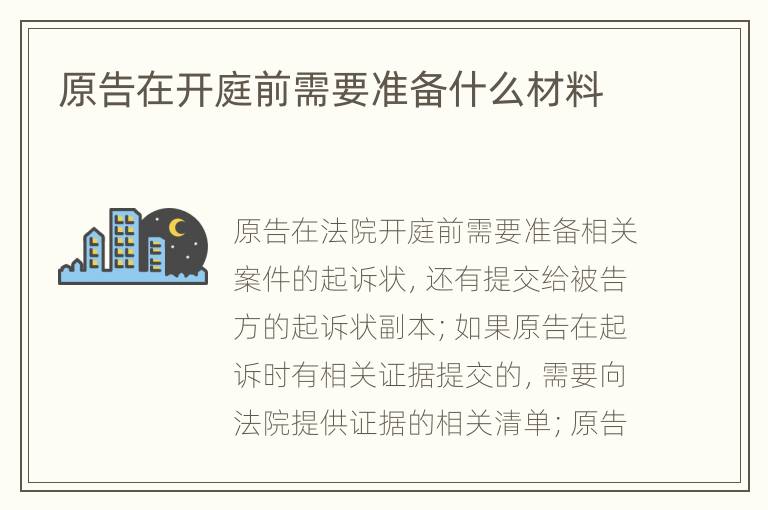 原告在开庭前需要准备什么材料