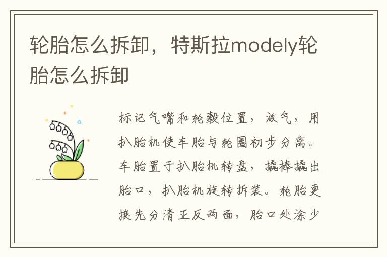 轮胎怎么拆卸，特斯拉modely轮胎怎么拆卸