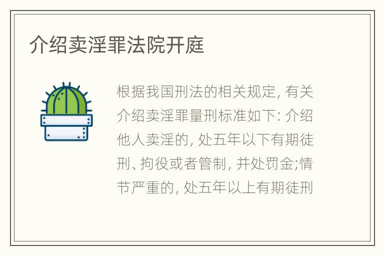 介绍卖淫罪法院开庭