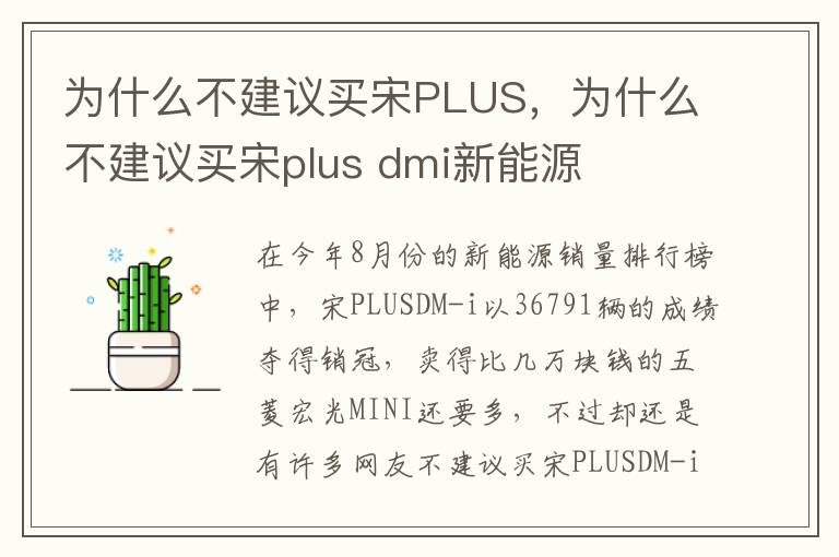为什么不建议买宋PLUS，为什么不建议买宋plus dmi新能源