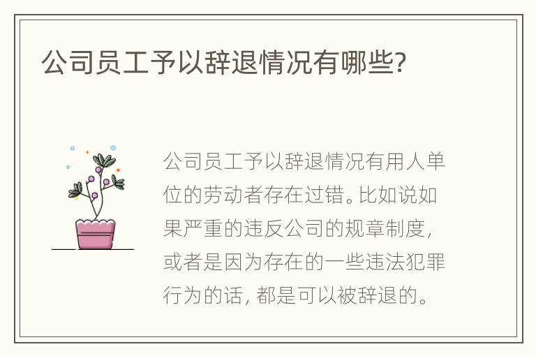 公司员工予以辞退情况有哪些？