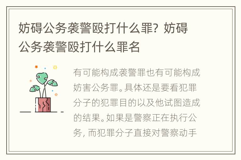 妨碍公务袭警殴打什么罪？ 妨碍公务袭警殴打什么罪名