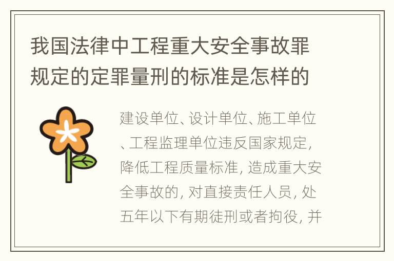 我国法律中工程重大安全事故罪规定的定罪量刑的标准是怎样的