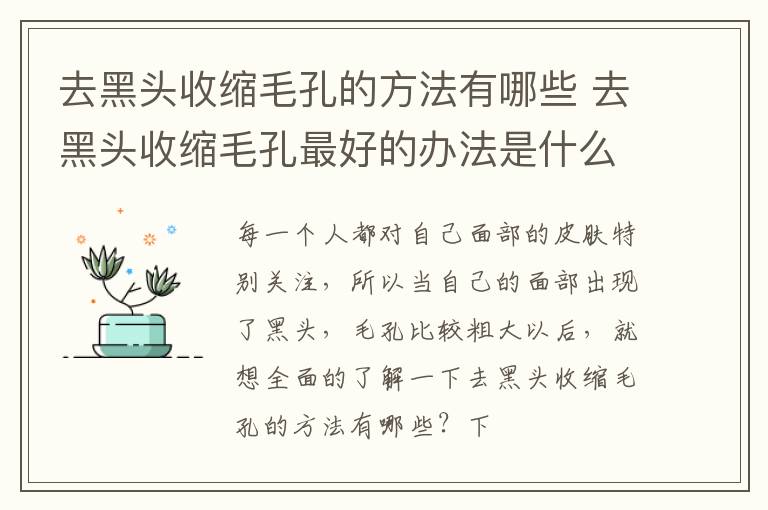 去黑头收缩毛孔的方法有哪些 去黑头收缩毛孔最好的办法是什么