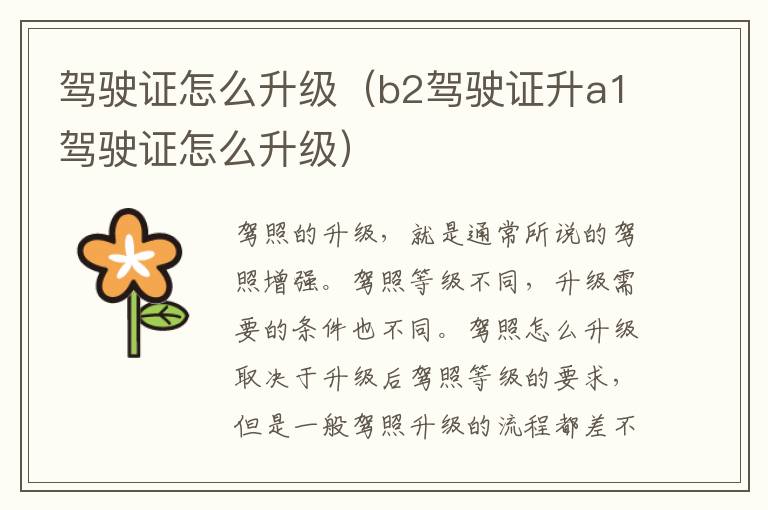 驾驶证怎么升级（b2驾驶证升a1驾驶证怎么升级）