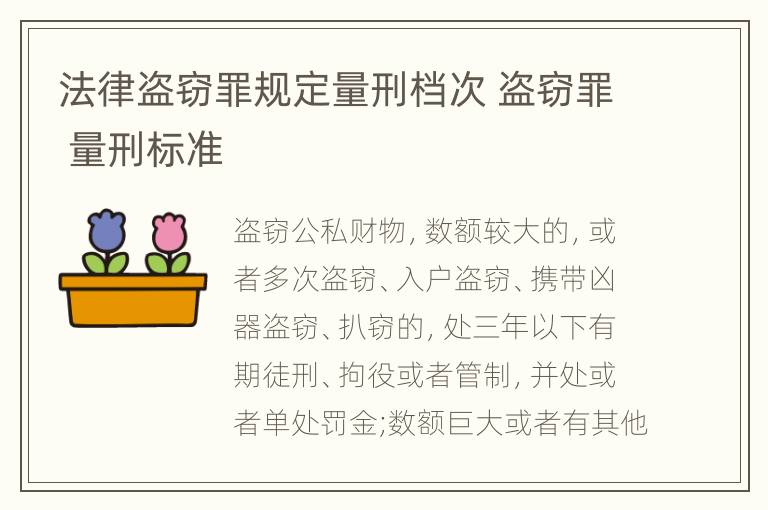 法律盗窃罪规定量刑档次 盗窃罪 量刑标准