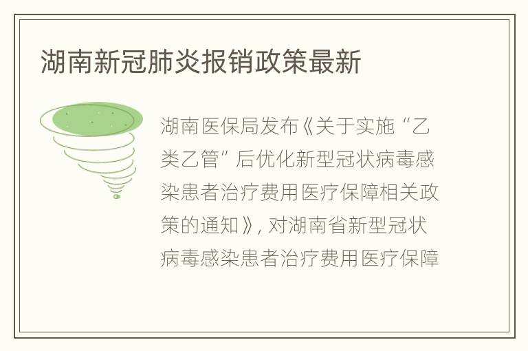湖南新冠肺炎报销政策最新