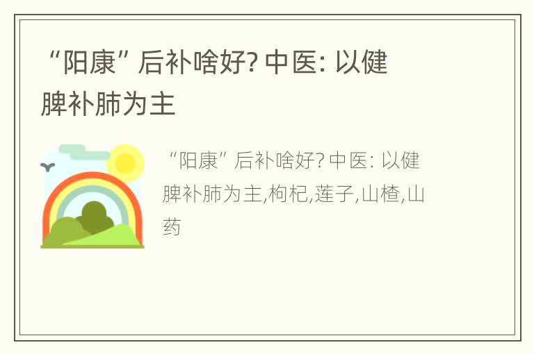 “阳康”后补啥好？中医：以健脾补肺为主