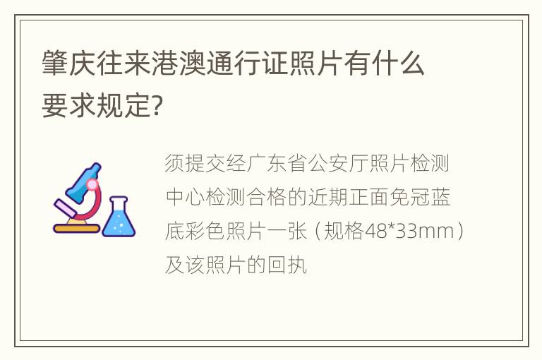 肇庆往来港澳通行证照片有什么要求规定？