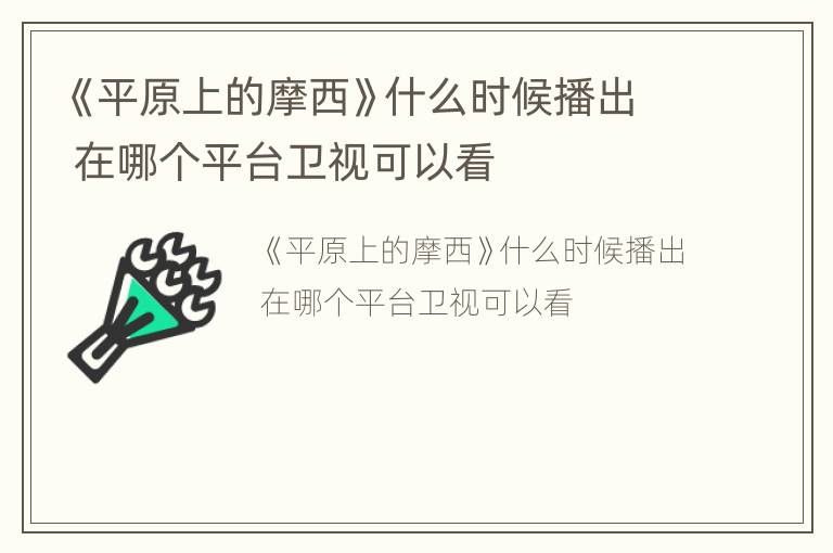 《平原上的摩西》什么时候播出 在哪个平台卫视可以看