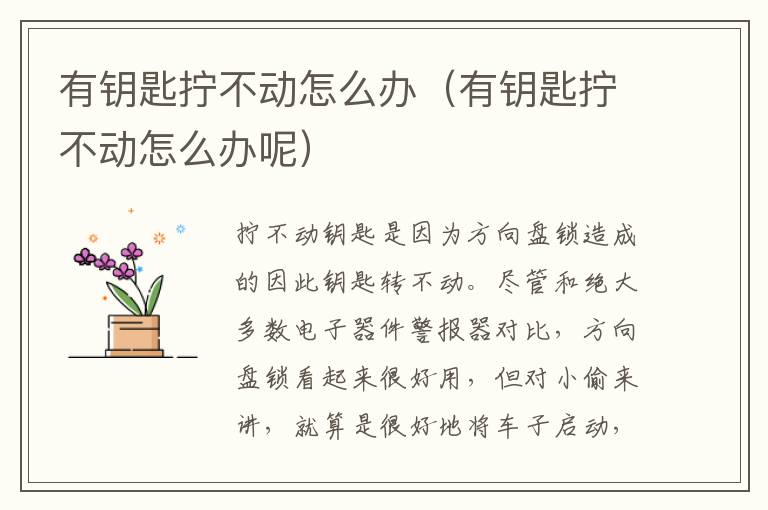 有钥匙拧不动怎么办（有钥匙拧不动怎么办呢）