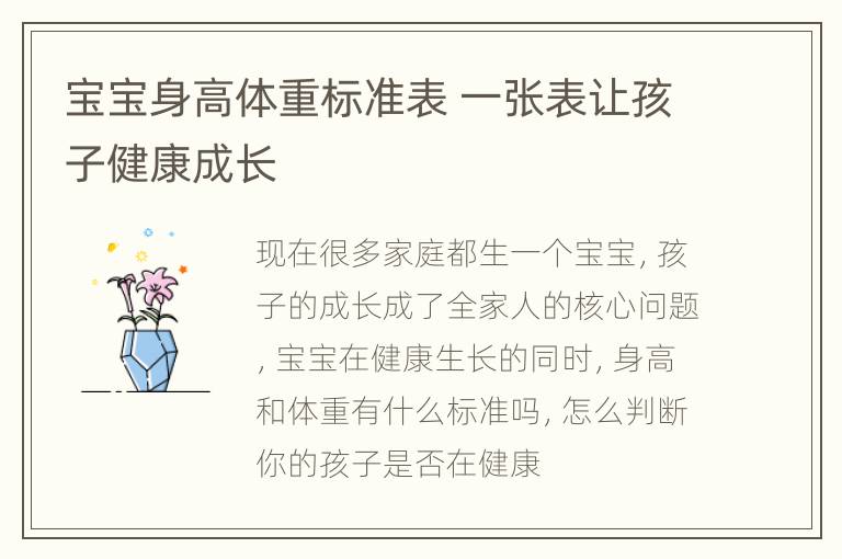 宝宝身高体重标准表 一张表让孩子健康成长