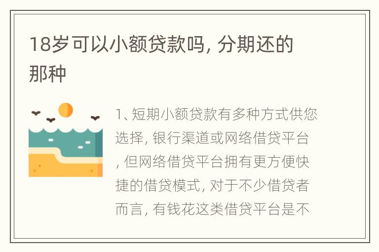 18岁可以小额贷款吗，分期还的那种
