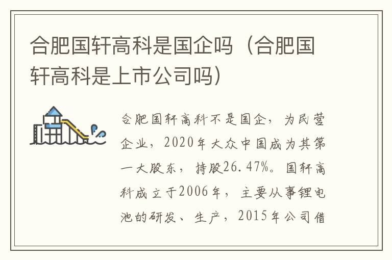 合肥国轩高科是国企吗（合肥国轩高科是上市公司吗）