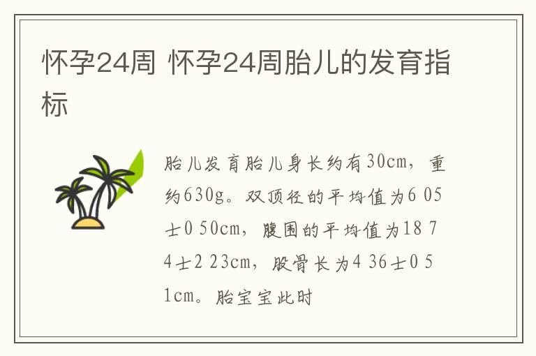 怀孕24周 怀孕24周胎儿的发育指标