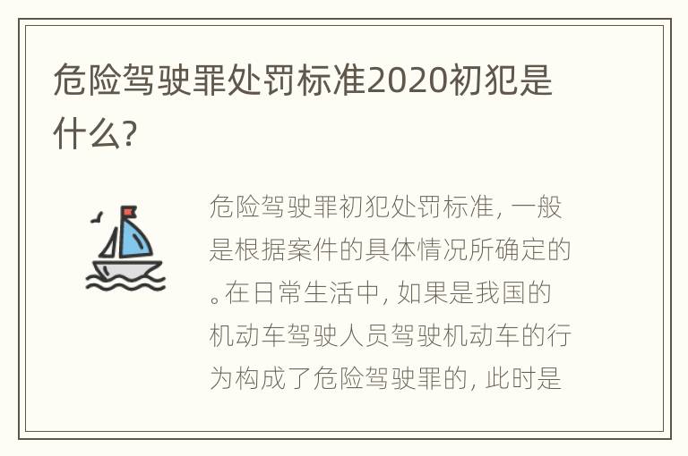 危险驾驶罪处罚标准2020初犯是什么？