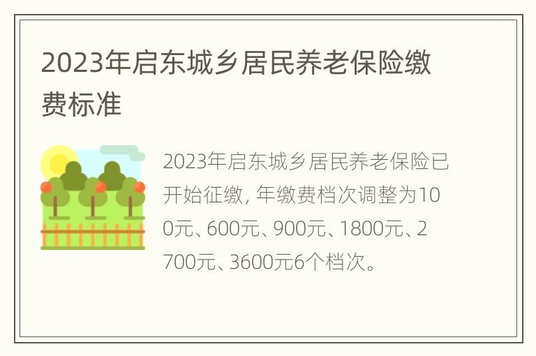 2023年启东城乡居民养老保险缴费标准