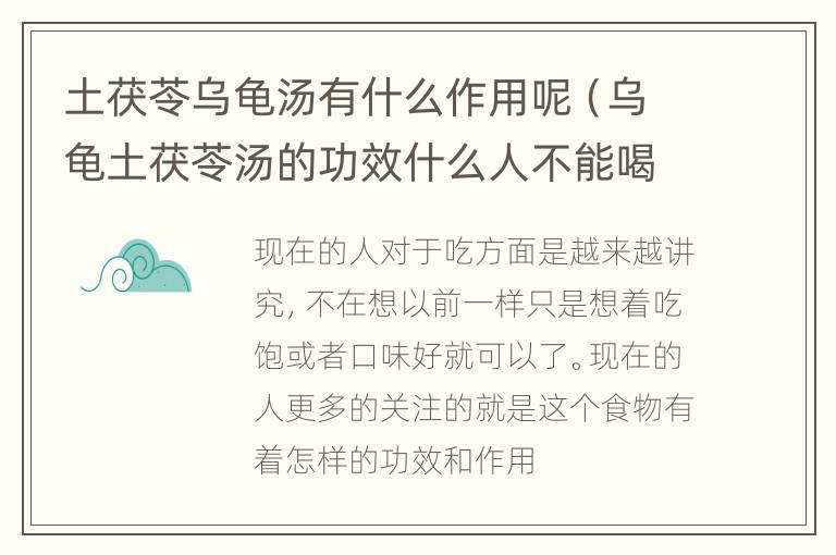 土茯苓乌龟汤有什么作用呢（乌龟土茯苓汤的功效什么人不能喝）