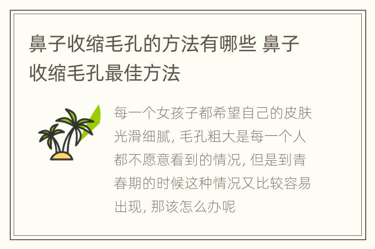 鼻子收缩毛孔的方法有哪些 鼻子收缩毛孔最佳方法