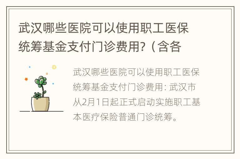 武汉哪些医院可以使用职工医保统筹基金支付门诊费用？（含各区名单）