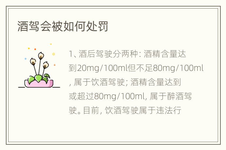 酒驾会被如何处罚