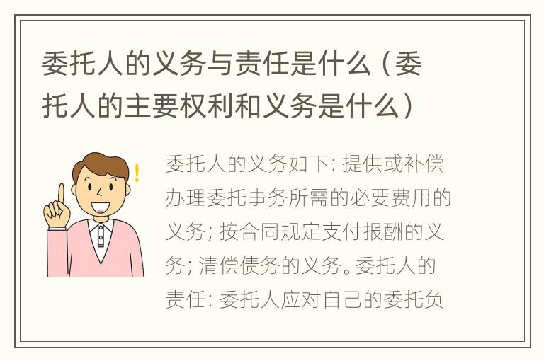 委托人的义务与责任是什么（委托人的主要权利和义务是什么）