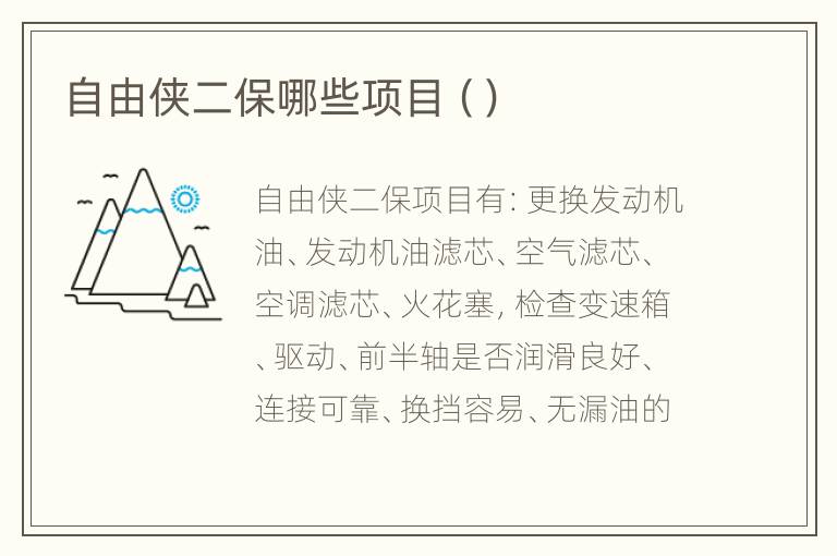 自由侠二保哪些项目（）