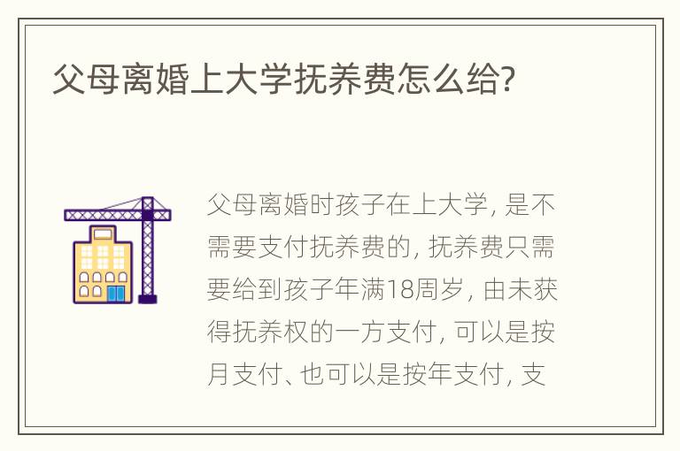 父母离婚上大学抚养费怎么给？