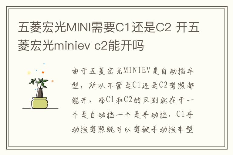 五菱宏光MINI需要C1还是C2 开五菱宏光miniev c2能开吗